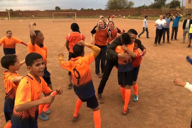 Jubilant celebrations are required after winning an amazing game.