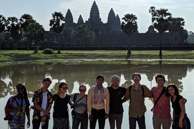 Outside Angkor Wat with our Cambodian guide.