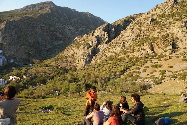 The group taking in the view from the Spanish Mosque