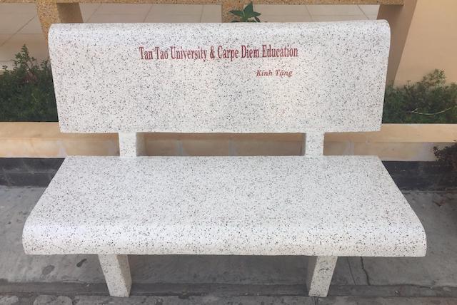 A bench named in honor of Tan Tau and Carpe Diem!