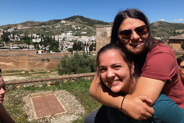 Kayla and Eliana at the Alhambra with a view of Granada.