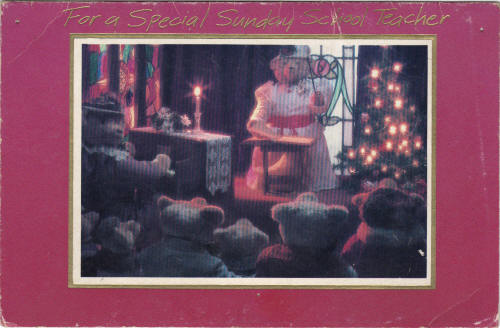 Carlton Cards Christmas Card featuring the Stearnsy Bears. 1980s.