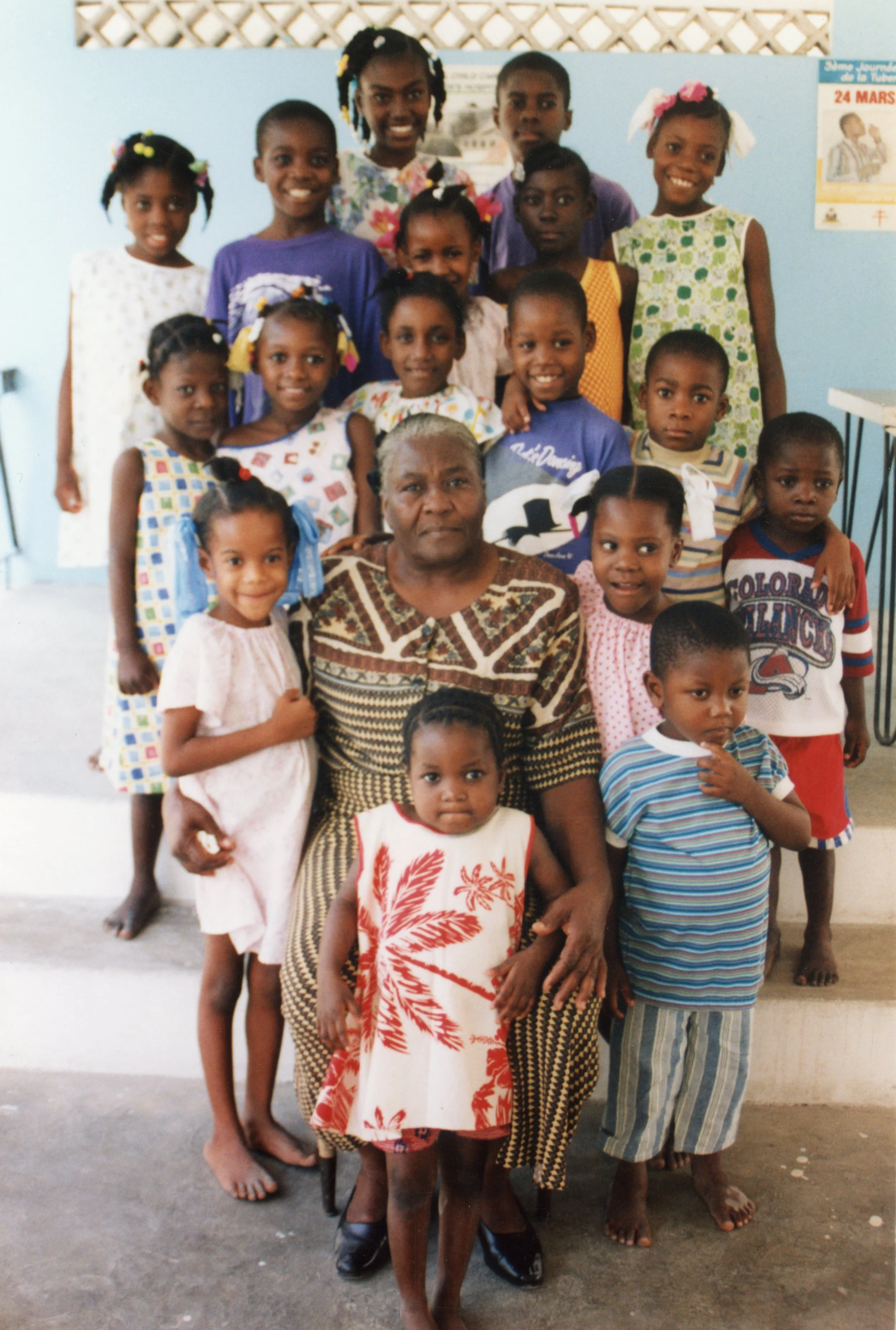 Gregory with some of his new-found family at Grace Children's Hospital in 1998