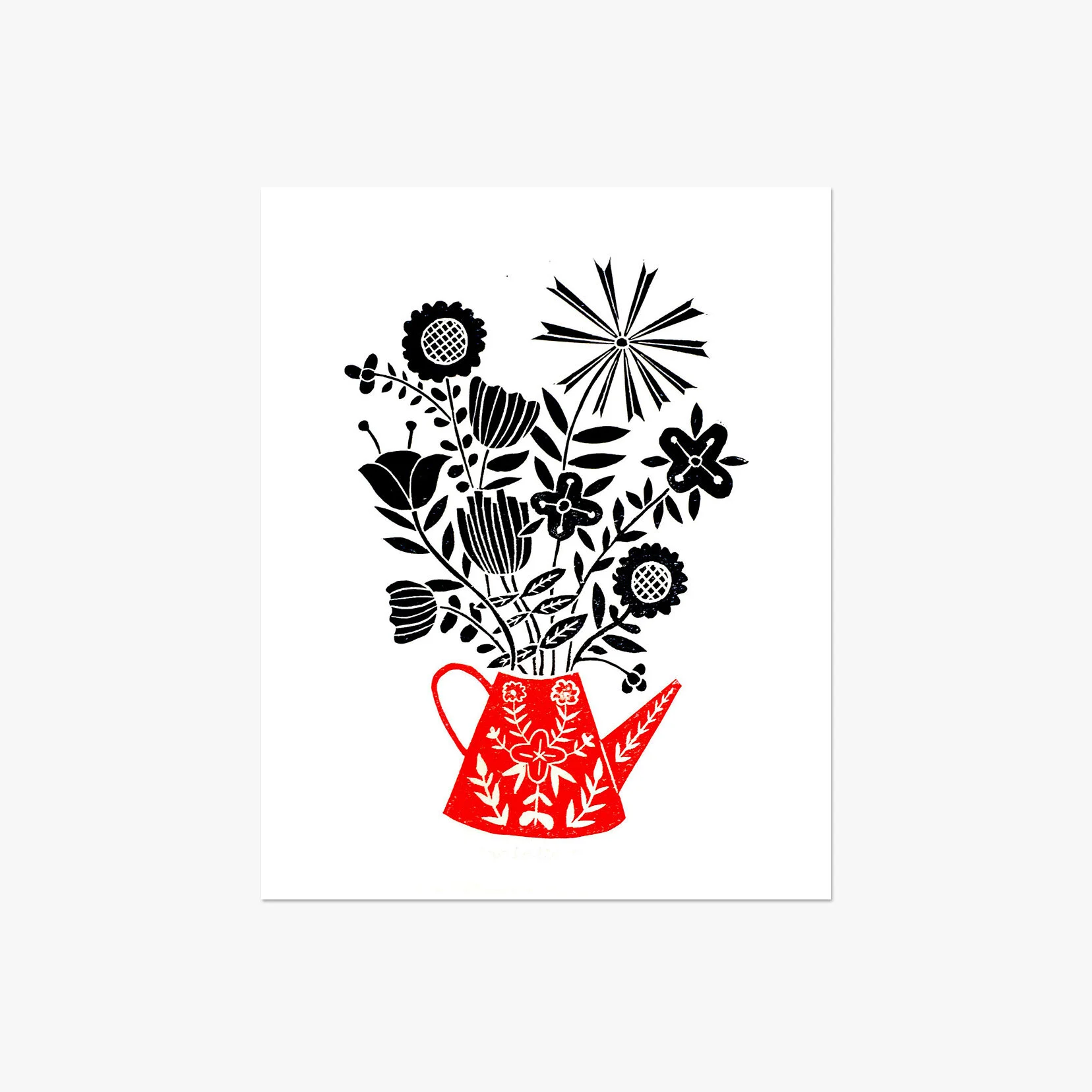 Wildflowers in Red Print