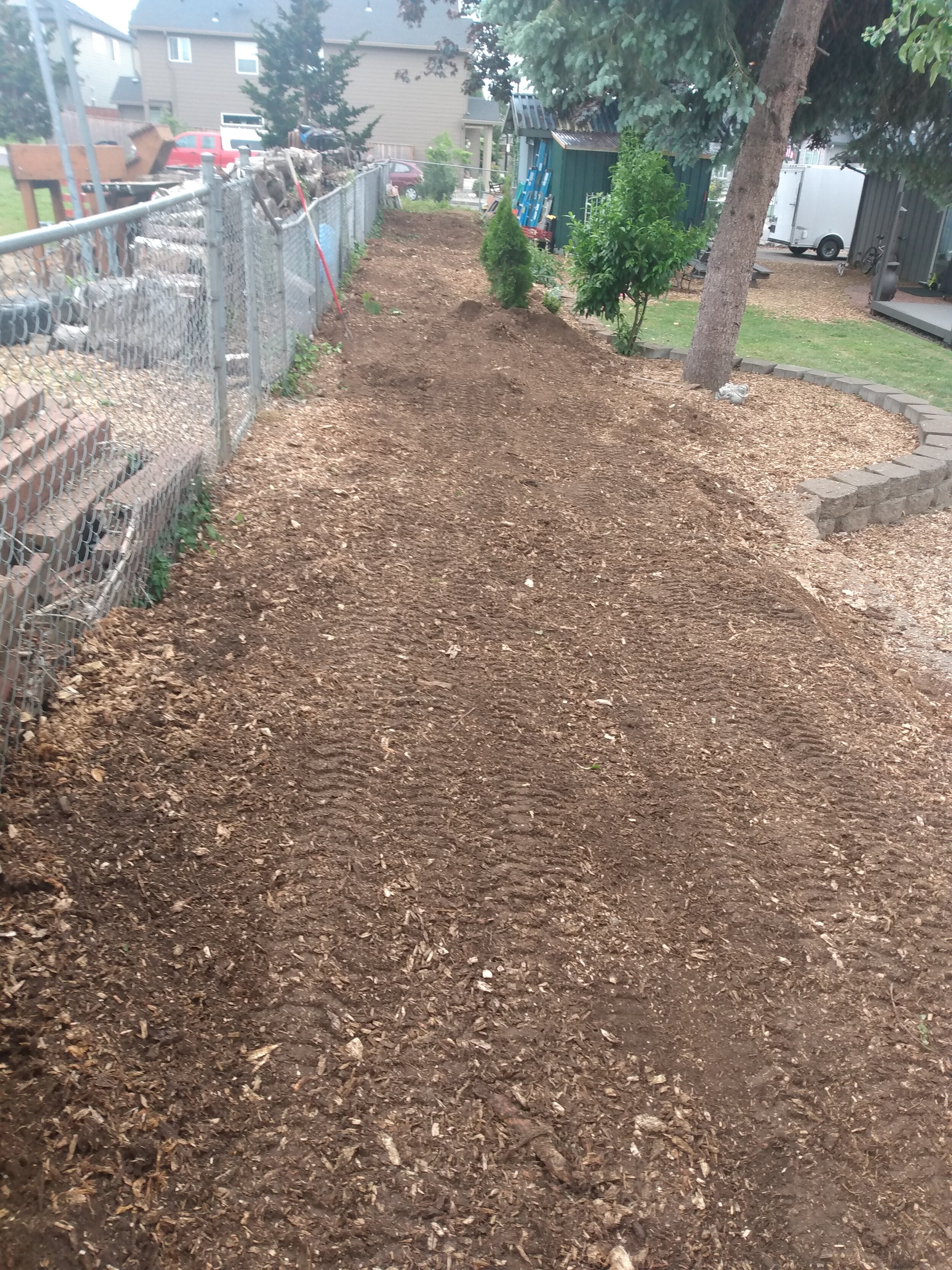 After I regraded with the push blade on my stump grinder.
