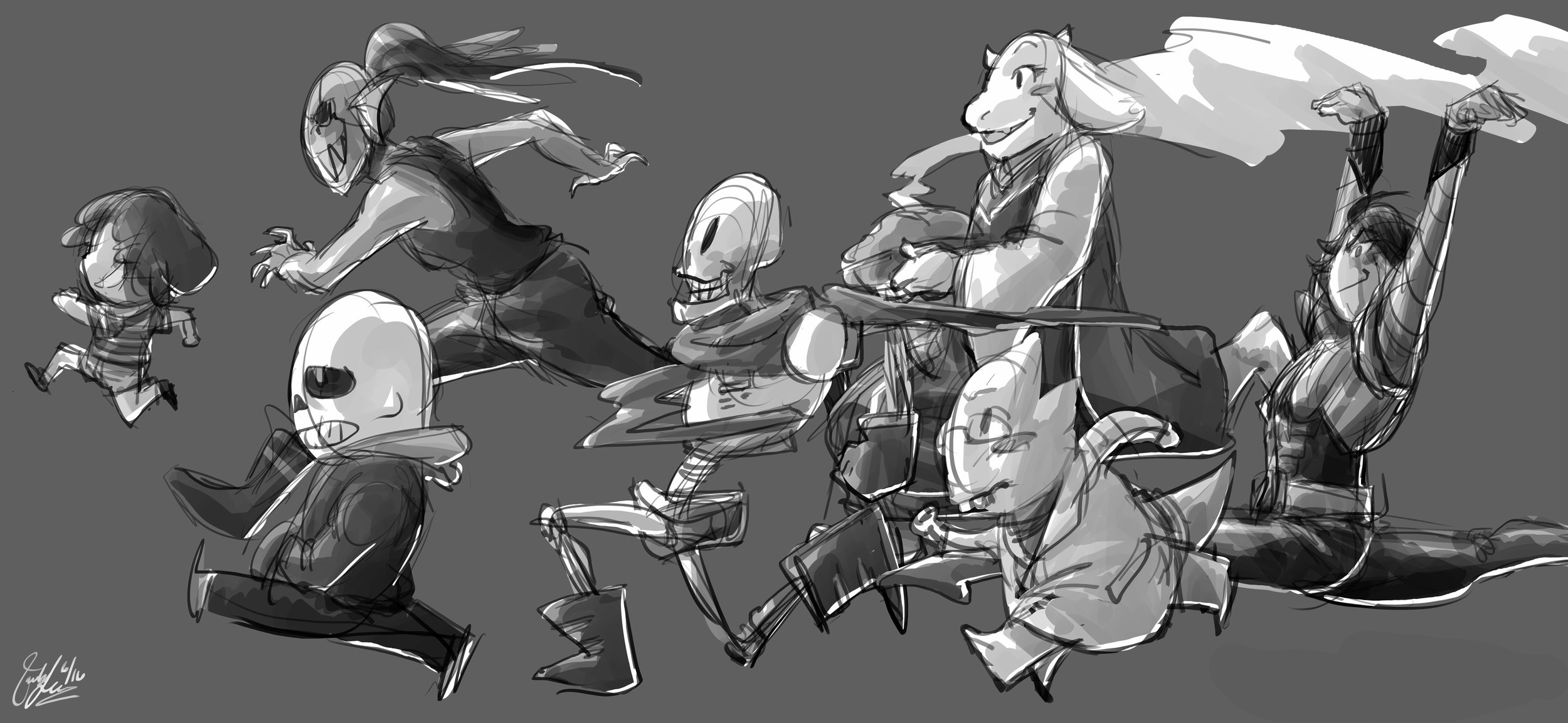 undertale - run b&w sketch.jpg