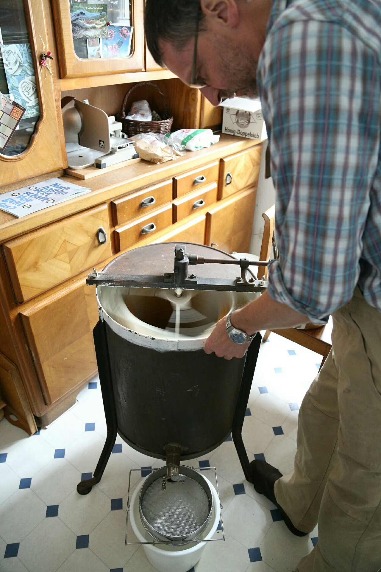 Spinning by hand.