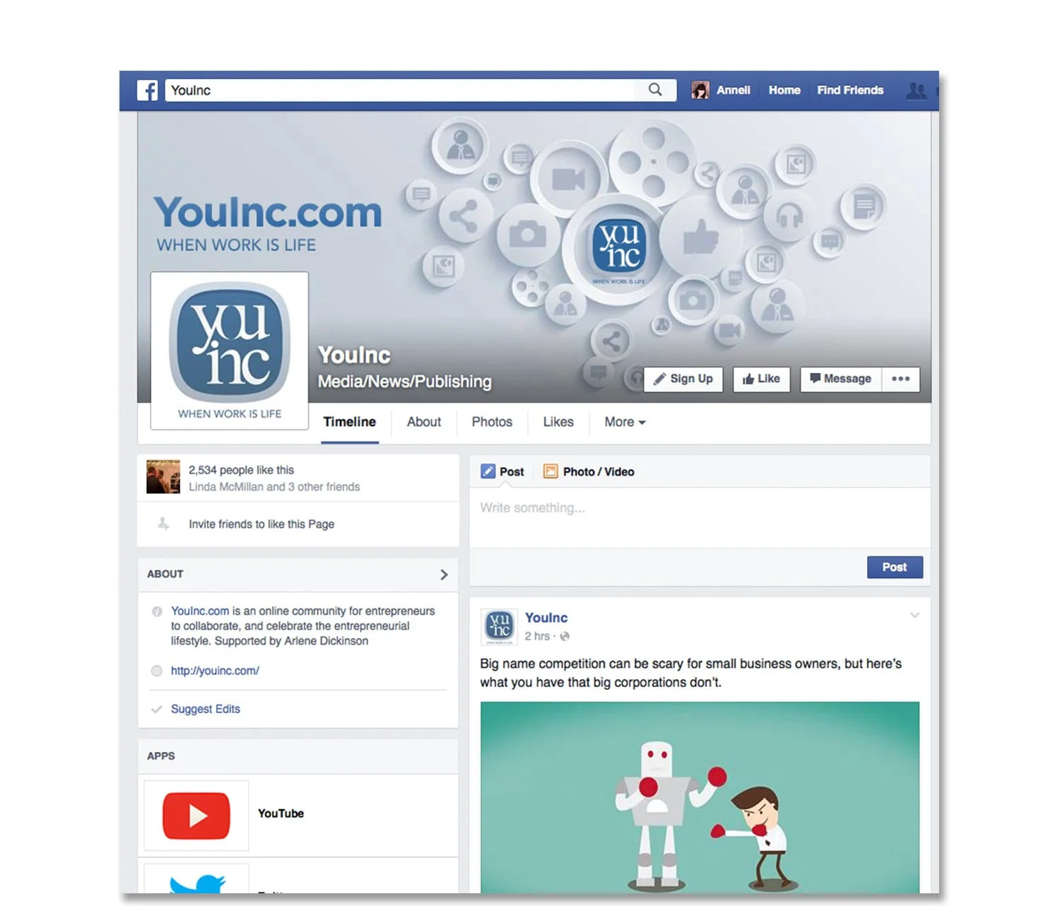  Header graphic for YouInc Facebook page. 