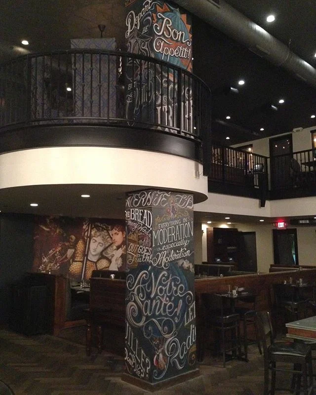 Column 2 at @coupdetatmpls is a  4 sided behemoth of illustrative chalk text focusing on contrasting philosophies and excesses of revolutionary Paris.