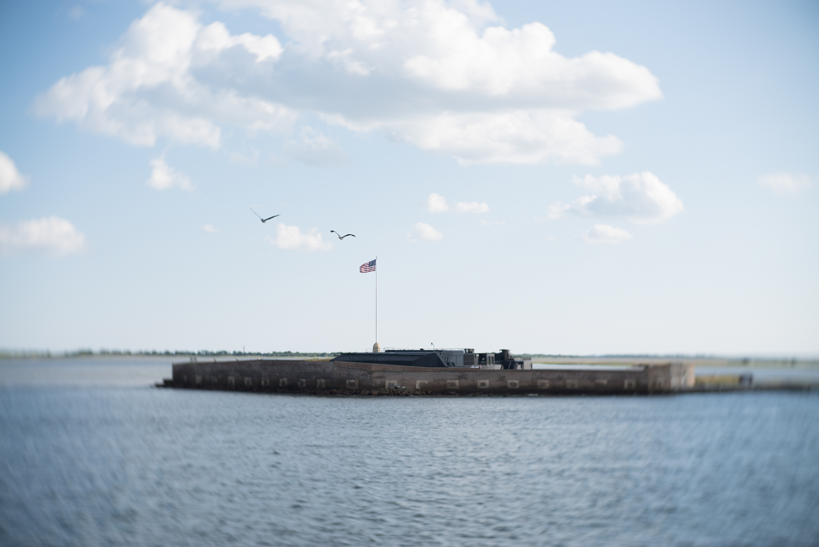 Fort Sumter used to be much taller, but the prolonged bombardment by Union forces to retake the fort left it in ruins. With a 5-foot rise in sea level, it will nearly become a reef of 1800s-era bricks.