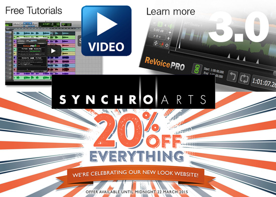 Synchro Arts Celebrate New Web Site With 20% Off Everything Until March