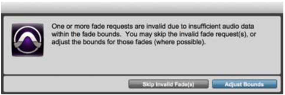 The Invalid Fades dialog box