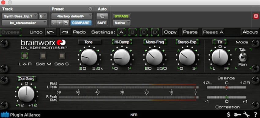 Bring a synth bass back to life Plugin Alliance bx-stereomaker