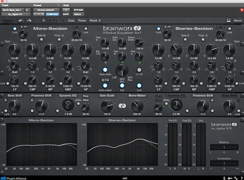 Bring a synth bass back to life Plugin Alliance bx-digital EQ