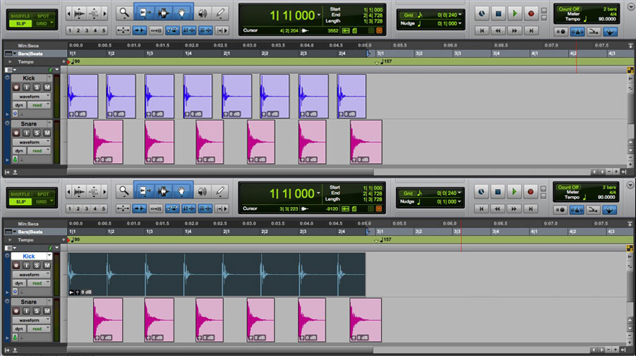 Using Clip Groups in Pro Tools