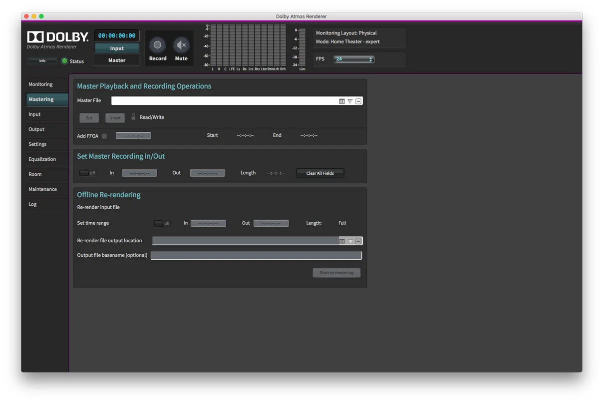 Dolby Atmos Production Suite Mastering Tab
