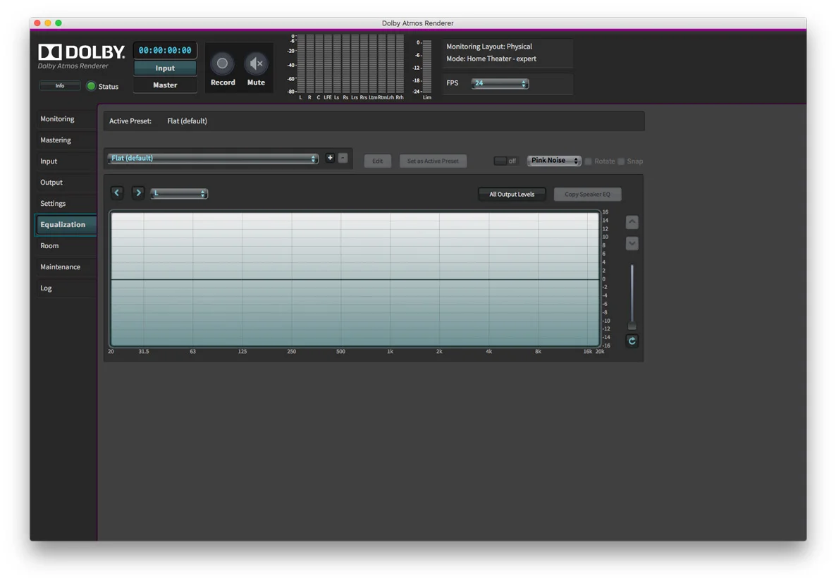Dolby Atmos Production Suite EQ Tab