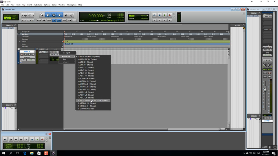 Inputs in Pro Tools