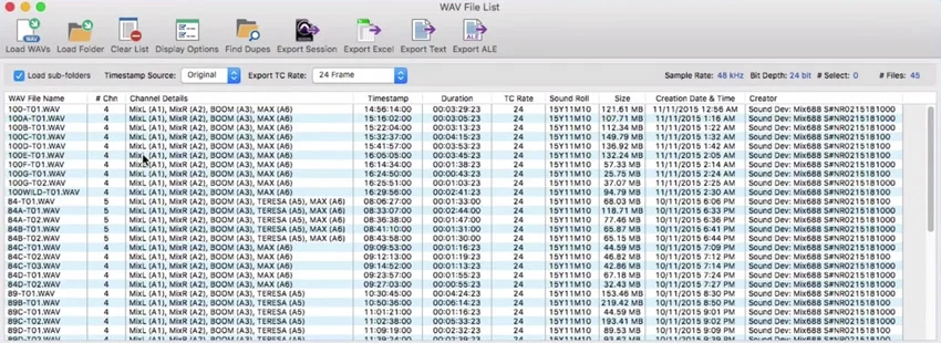 Sounds In Sync EdiLoad v3.4.1 WAV File List Window