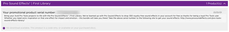 Pro Sound Effects Free gift in Avid Master Account