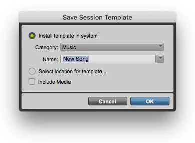 File > Save Session Template