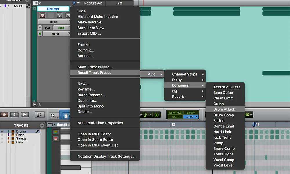Build Sessions Track Presets In Pro Tools