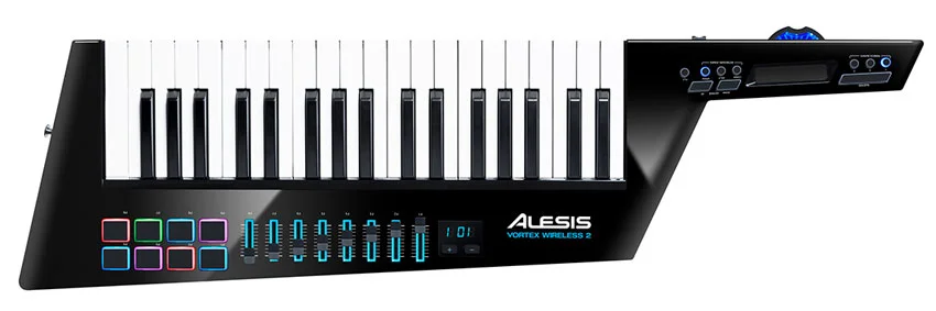 Alesis' new Vortex Wireless 2, a wireless keytar MIDI controller with generous expressive options and easy programability.