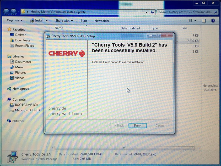 Cherry Toools Designer App Successful Firmware Update