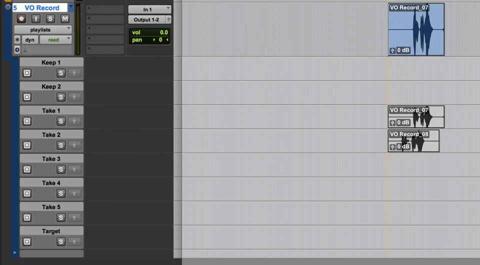 Track Prests in Pro Tools VO Playlists
