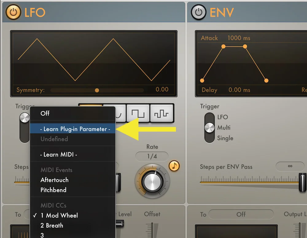 logic pro x 10.3 MIDI plug-in target parameters