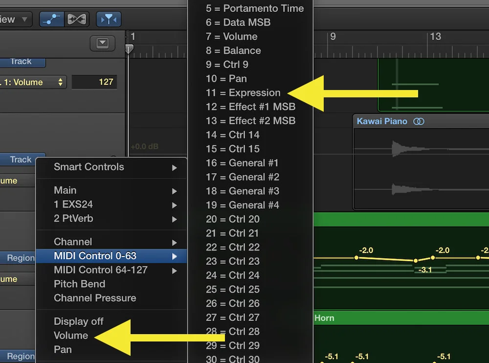a picture of converting volume data in logic pro x