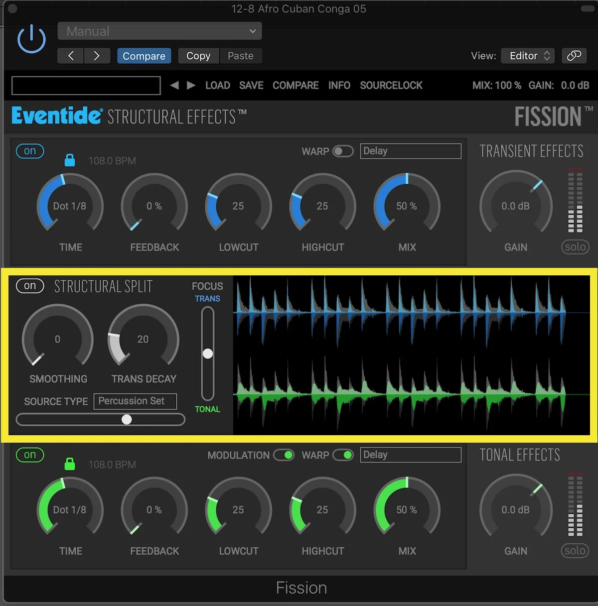 Eventide Fission User Interface Structural Split Section