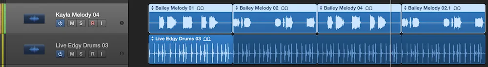Logic Pro Expansion 01 Regions on Tracks