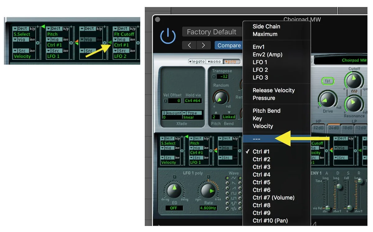 Secondary Modulation with EXS 24 02 Remove mod wheel routing