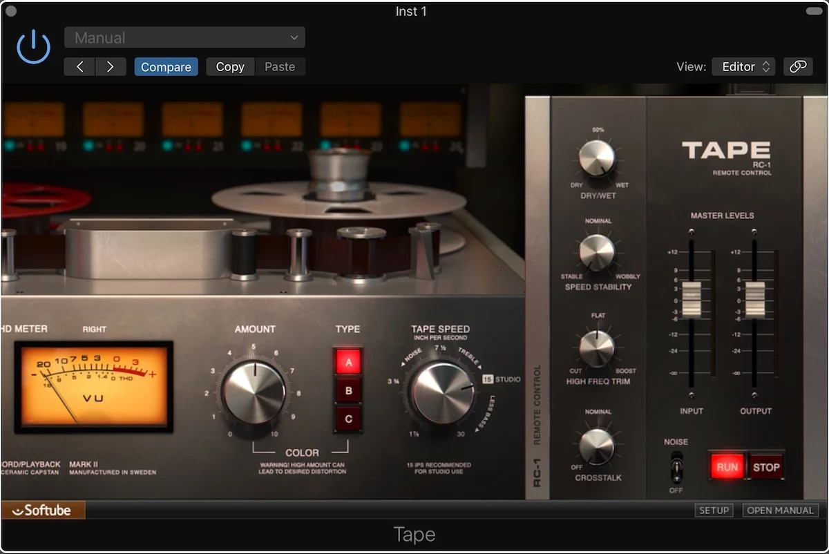 a screenshot of the new tape plugin developed by Softube