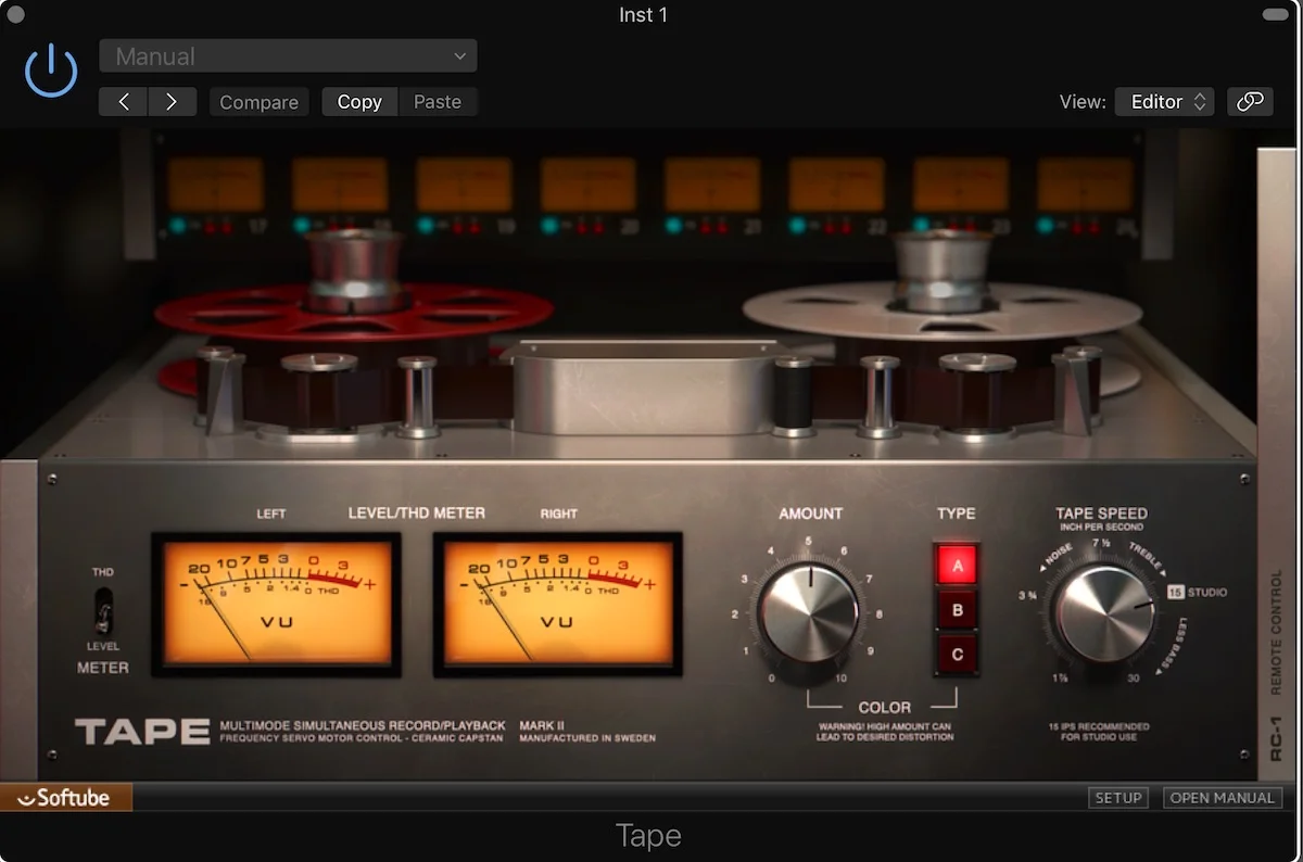 a screenshot of the new tape plugin developed by Softube