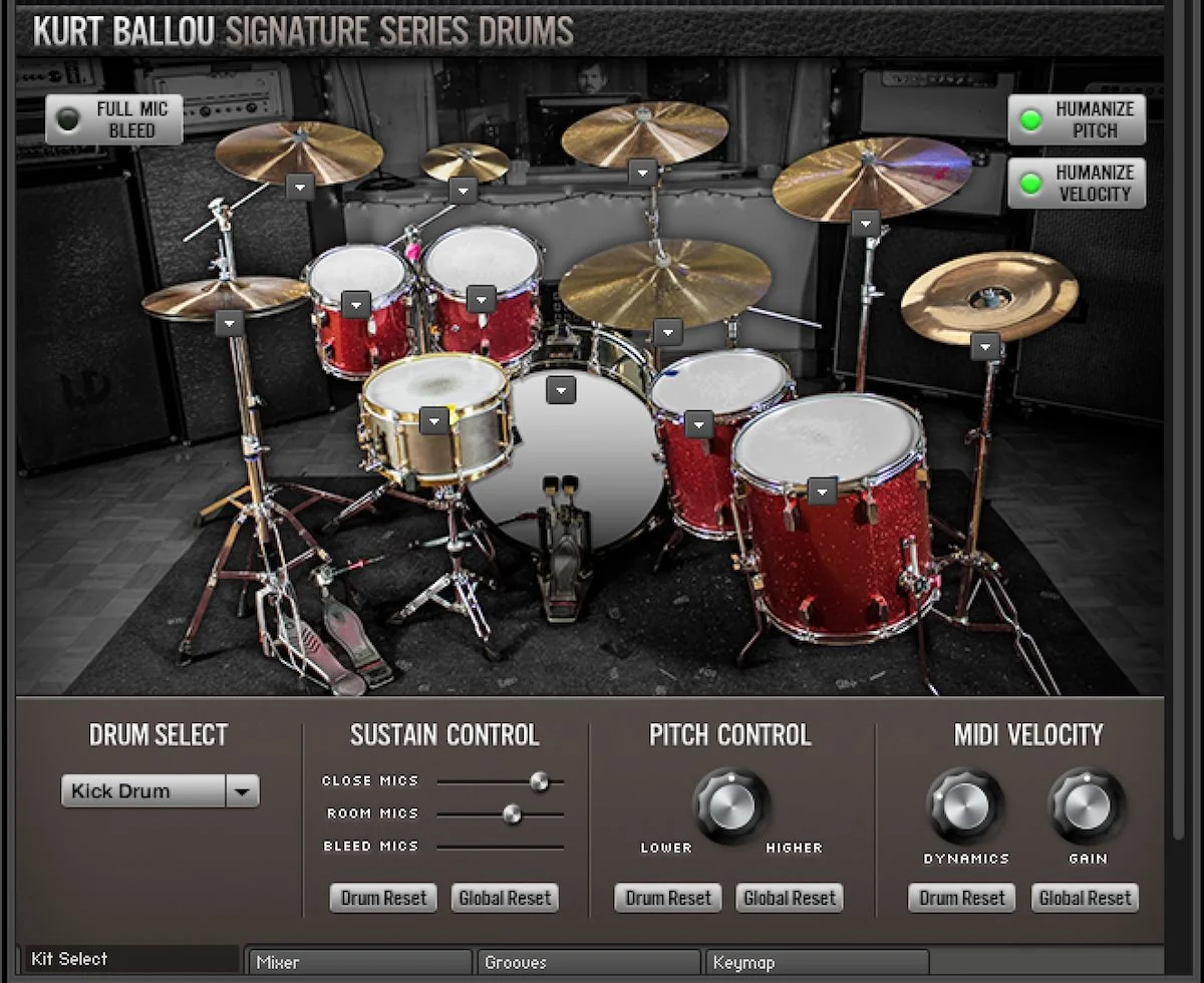 a screenshot of the Kurt Ballou Signature Series Drums Kit Page