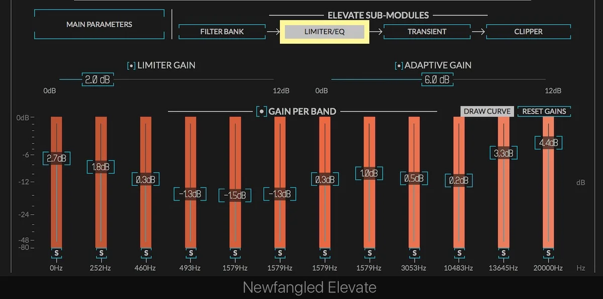 newfangled audio elevate multiband limiter plugin user interface
