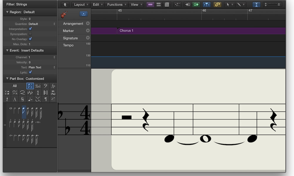 logic pro x score editor logic pro x score editor