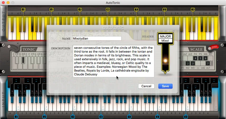 a screenshot of the autotonic MIDI processing application for Mac
