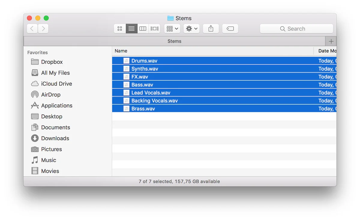 a screenshot of the Finder Window on Mac