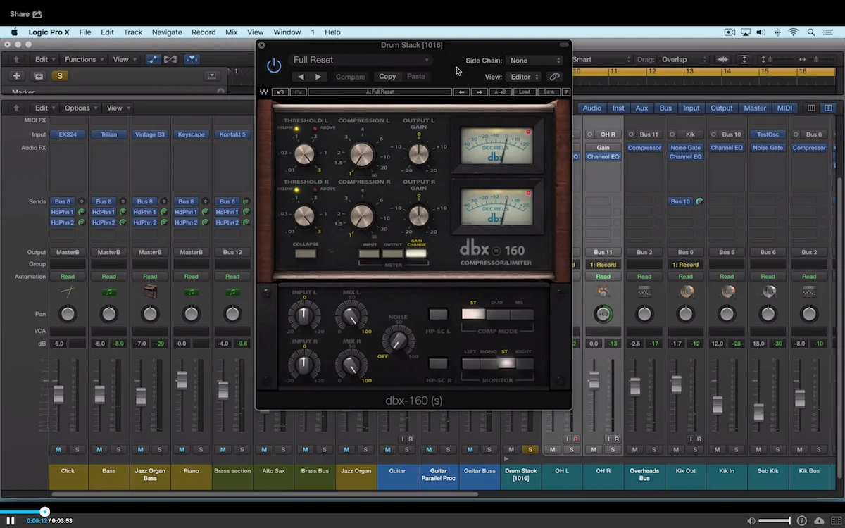 Video Tutorial Using the Waves DBX 160 Compressor Limiter Logic Pro