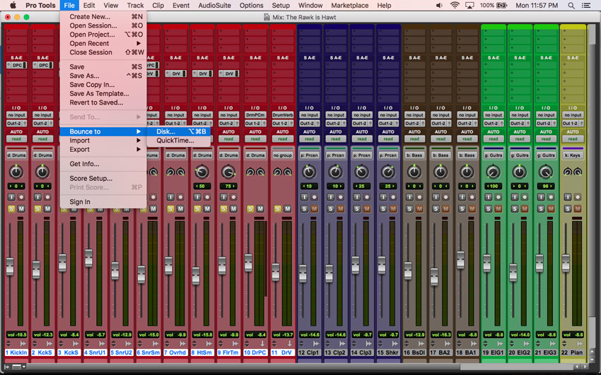 Create Stems - Bounce In Pro Tools