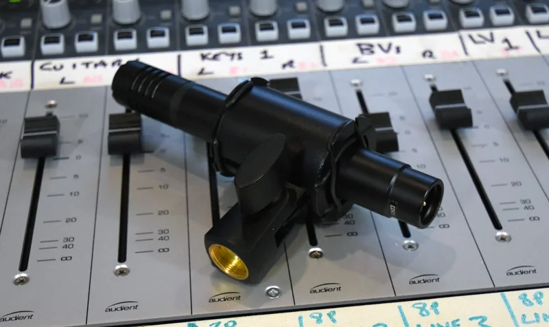 Antelope Audio Verge Mic In Shock Mount On Mixing Console