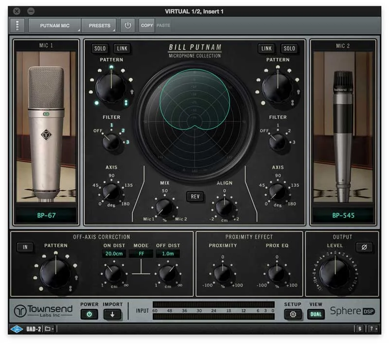 Putnam Mic Collection For Townsend Labs Sphere L22 Microphone, UAD-2 & Apollo Interfaces