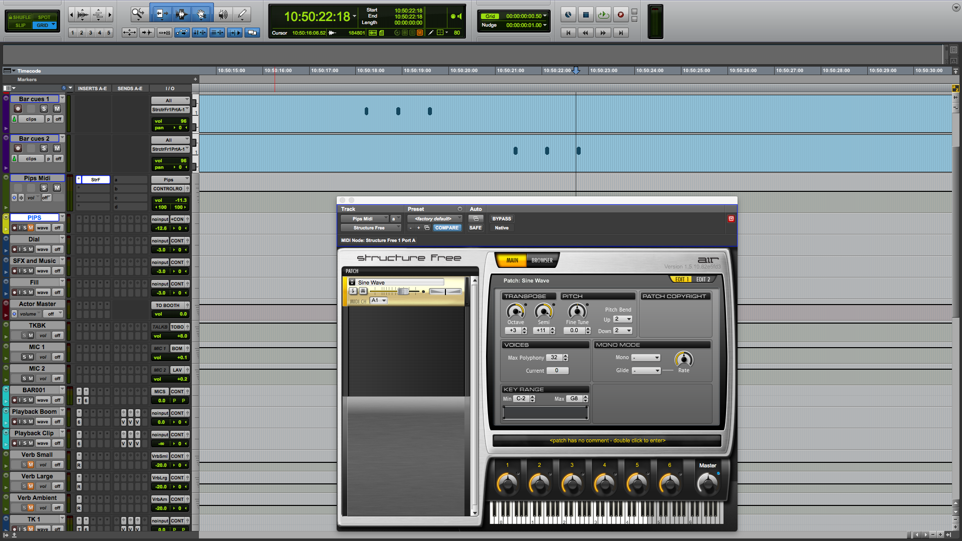 Using Sructure Free to create Pips for cueing