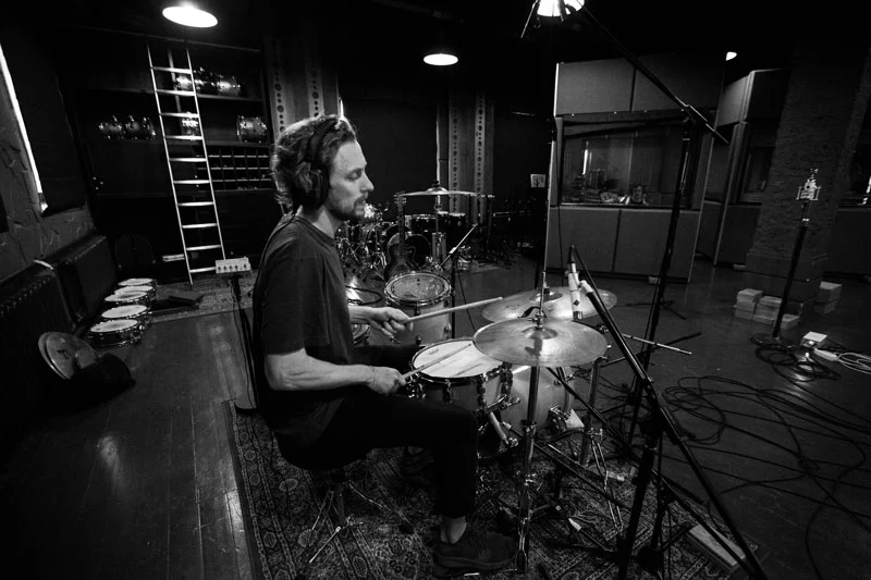 Drummer laying down a beat.