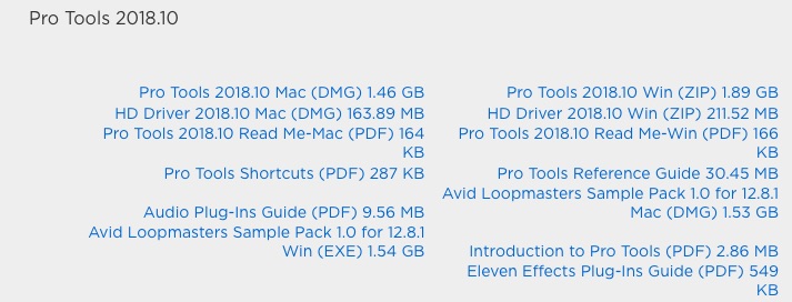 Pro Tools 2018.10 in my Avid Master Account