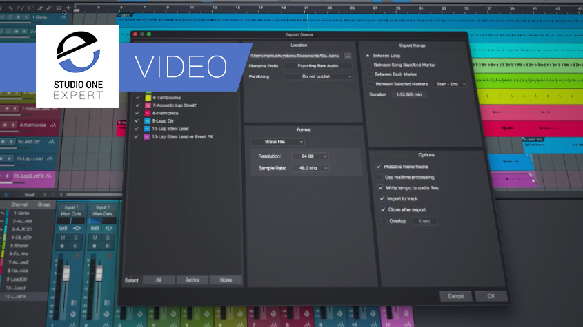 How To Export Raw Audio Files In PreSonus Studio One Free Video Tutorial |  Production Expert