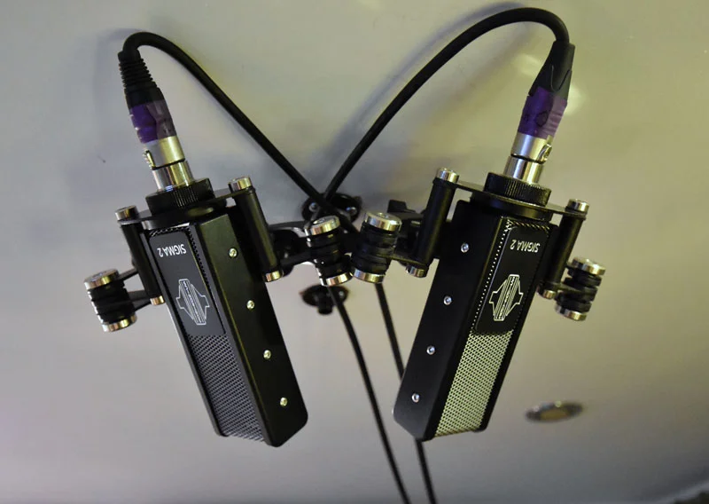 Sontronics Sigma 2 Ribbon mics in a stereo pair over the drum kit